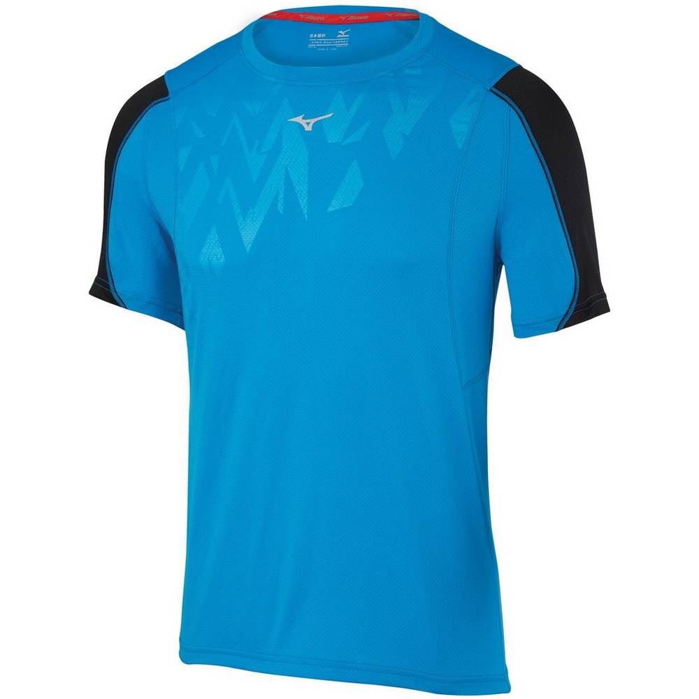 Camisetas Mizuno Alpha Vent Hombre Azules/Negras España CRDW-24067